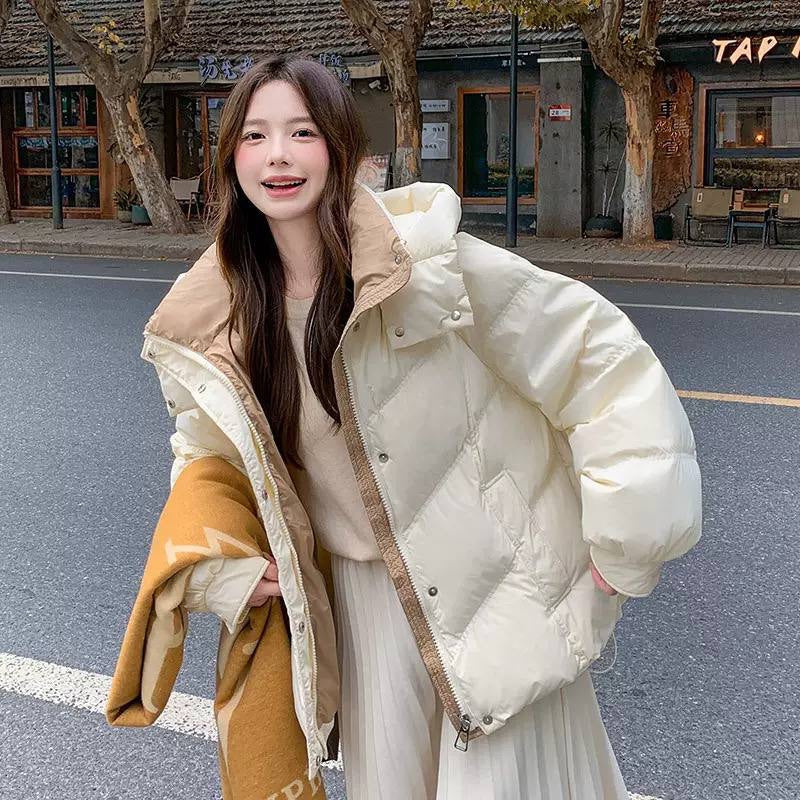 Relaxed Zip-Front Puffer Jacket With A Generous Hood – Cream
