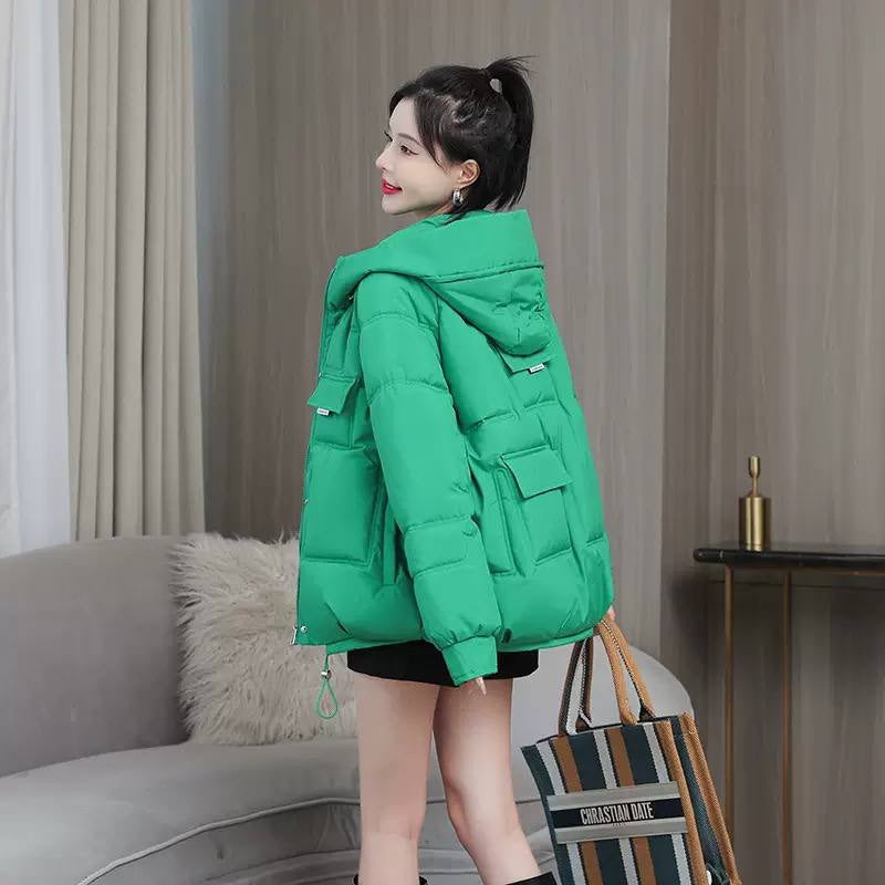 Relaxed Zip-Front Puffer Jacket With A Generous Hood – Green