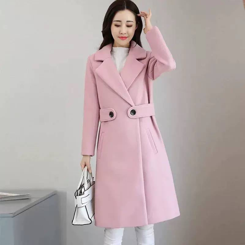 Longline Coat With Wide Lapels And Side Pockets – Pink