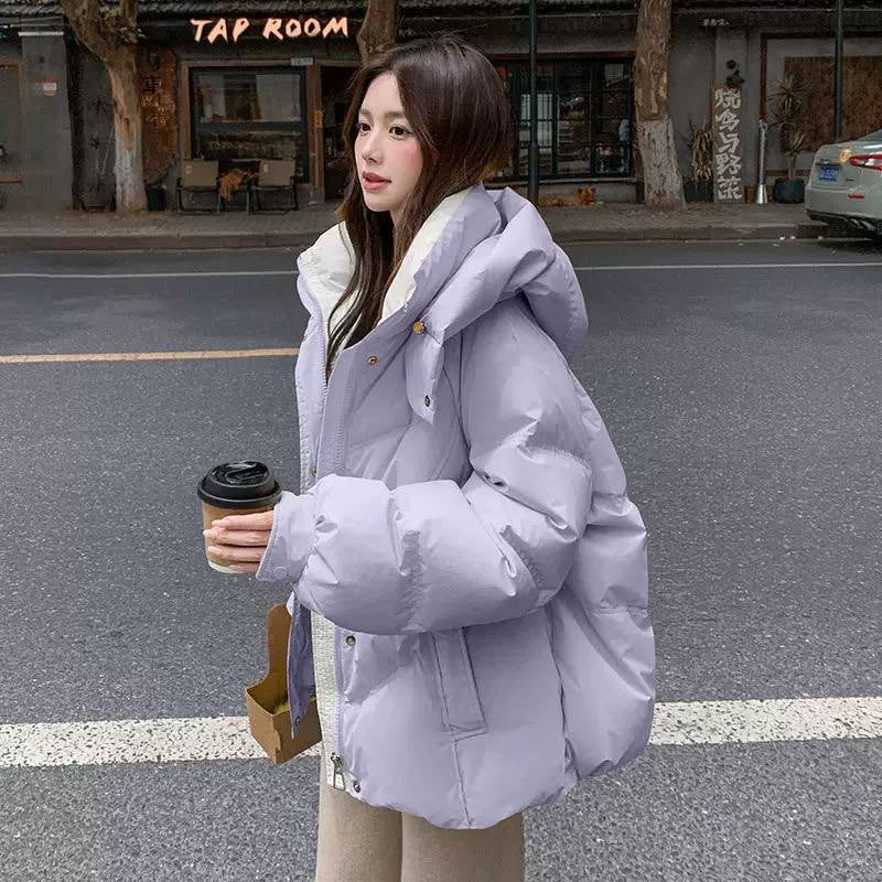 Relaxed Zip-Front Puffer Jacket With A Generous Hood – Lilac