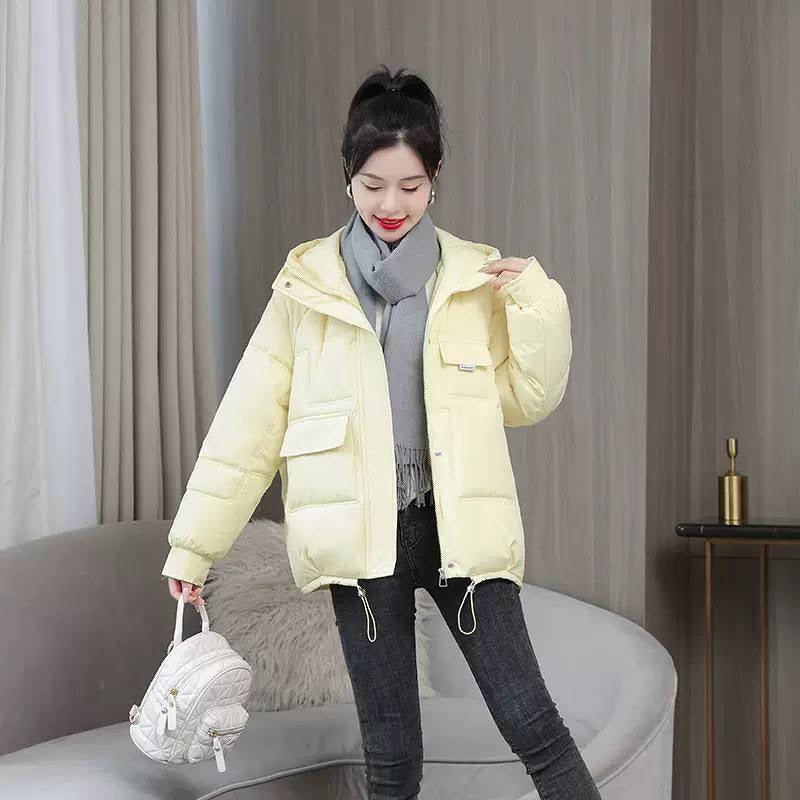 Relaxed Zip-Front Puffer Jacket With A Generous Hood – Yellow