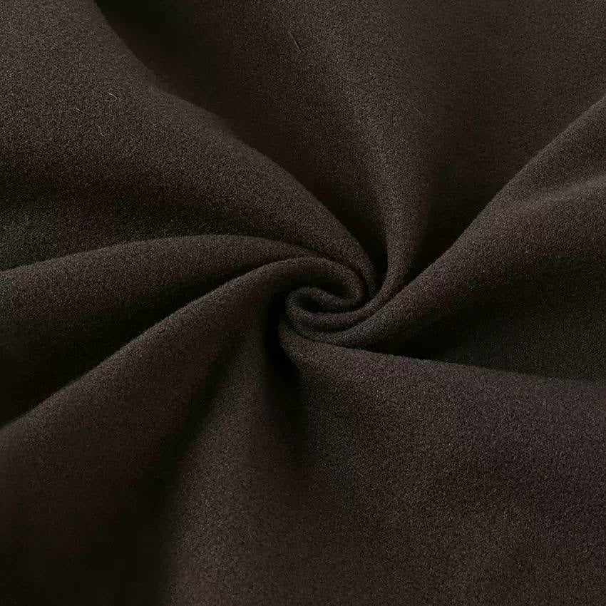 Shell Detail Wrap Coat With Sculpted Long Sleeves – Brown