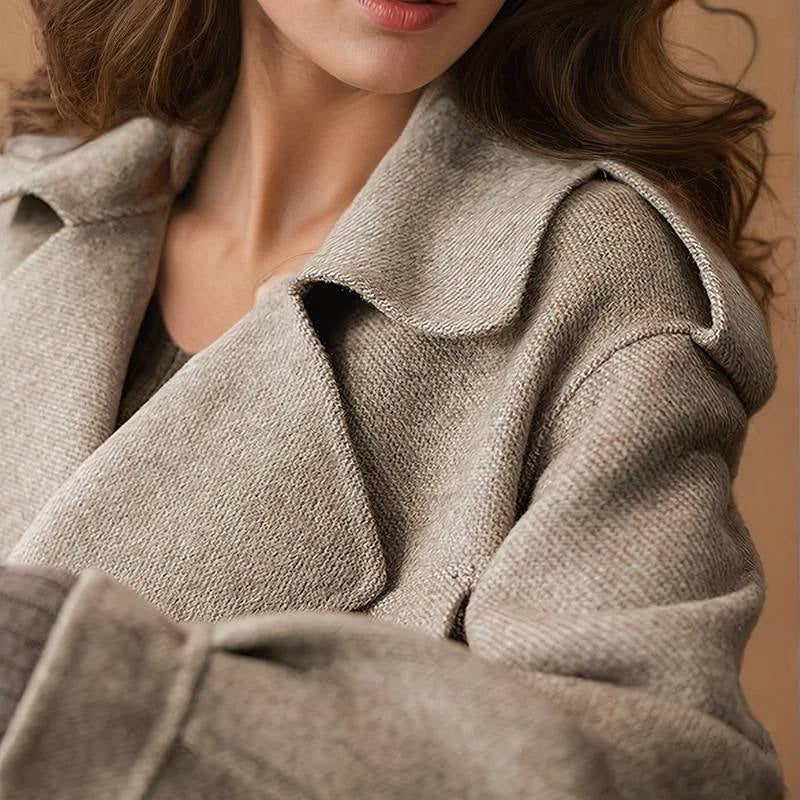 Relaxed Buckle Detail Jacket With Shoulder Tabs – Taupe