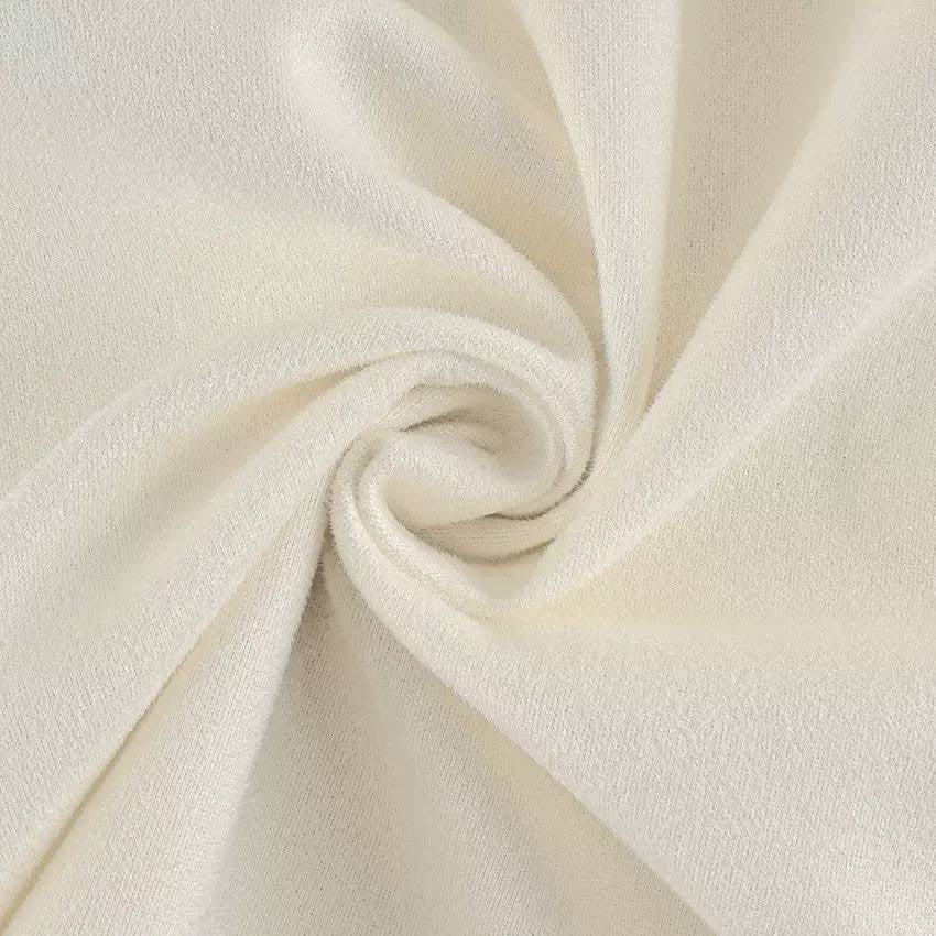 Curved-Hem Jacket With Wide Collar and Belted Waist – Cream
